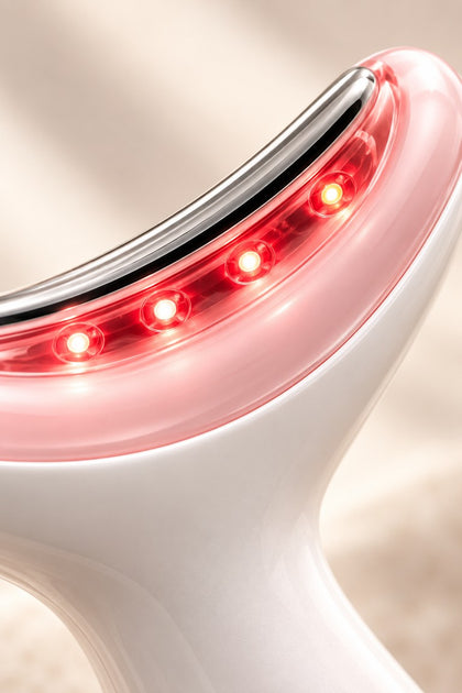 Close-up of red LED emitters inside the translucent rim of Forma's head